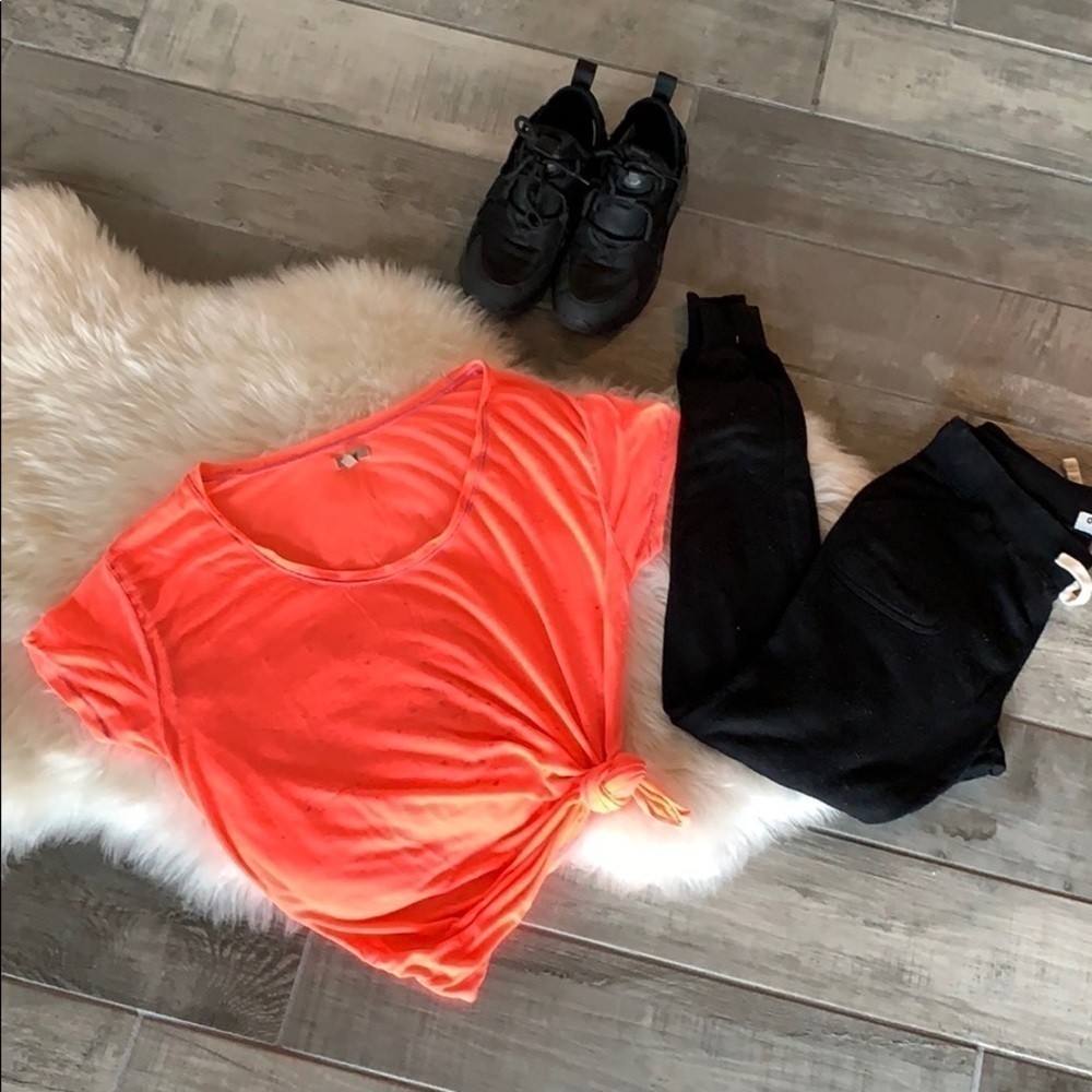 Ecote Neon Orange Burnout Short Sleeve T-Shirt Casual medium